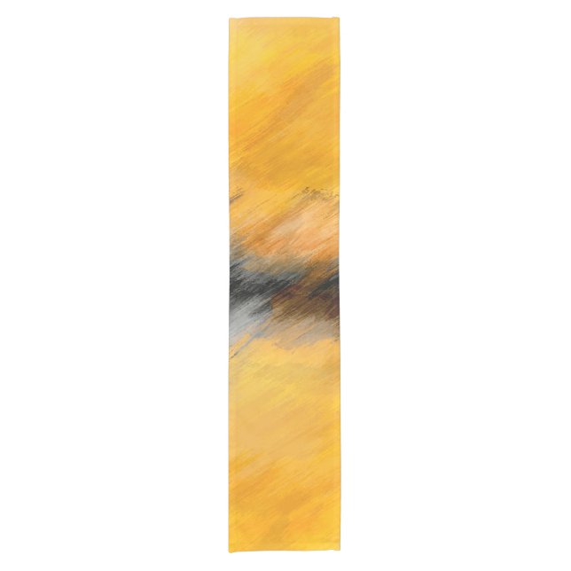 Marigold, grau und verbrannte Zitrone abstrakt Kurzer Tischläufer (Vorderseite)