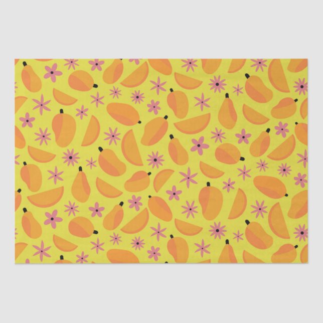 Marigold Mango Frucht und Blume Muster Seidenpapier (Vorderseite)