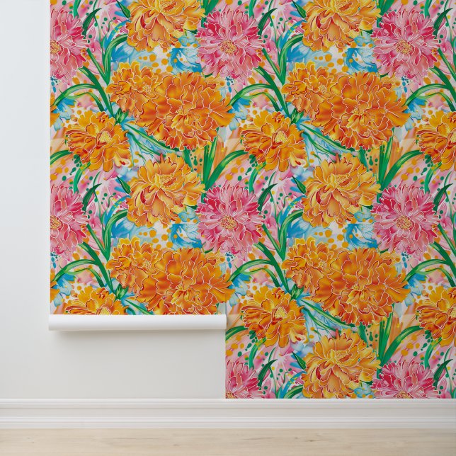 Marigold Meadow Painting Tapete (Anwendung)