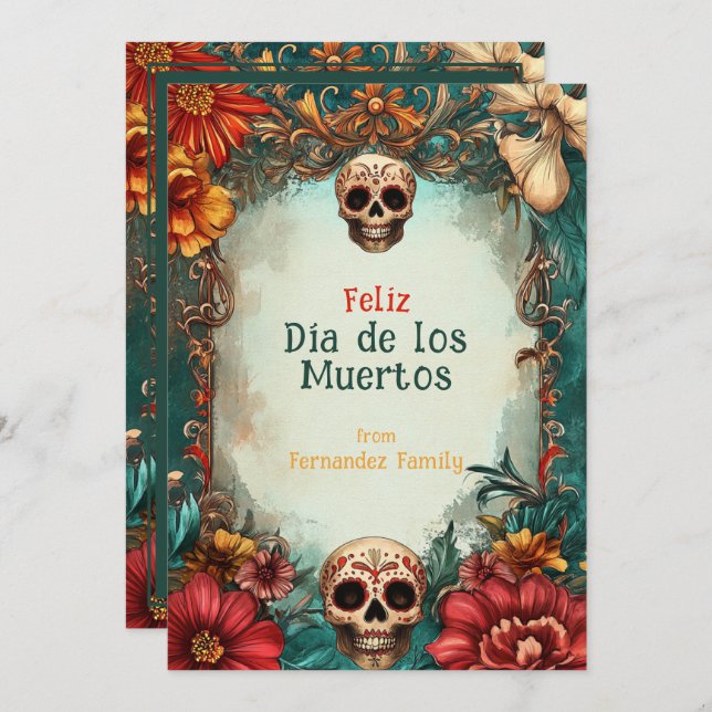 🎉 Marigold Memoir Día de Muertos Card (Vorne/Hinten)