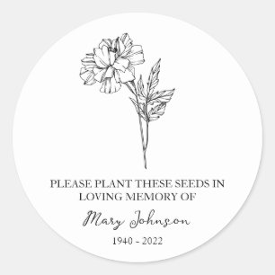 Marigold Memorial Beerdigung Seed Packet Runder Aufkleber