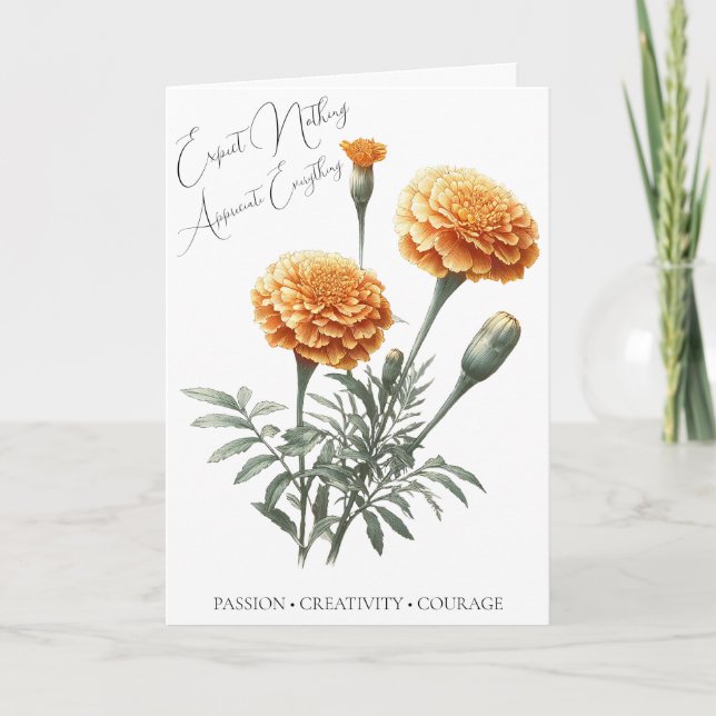 Marigold October Birth Blume Geburtstag Card Karte (Vorderseite)