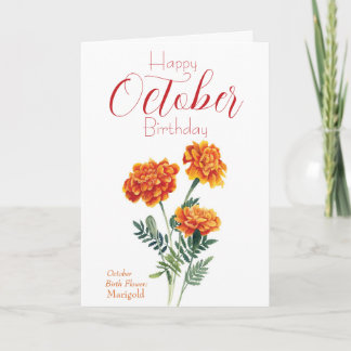 Marigold Oktober Blume Geburtstag Karte