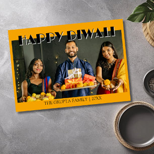 Marigold Orange Traditionelles Foto Frohes Diwali Feiertagskarte