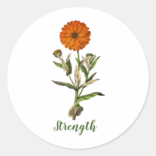 Marigold Stärke Inspiration Runder Aufkleber (Vorderseite)
