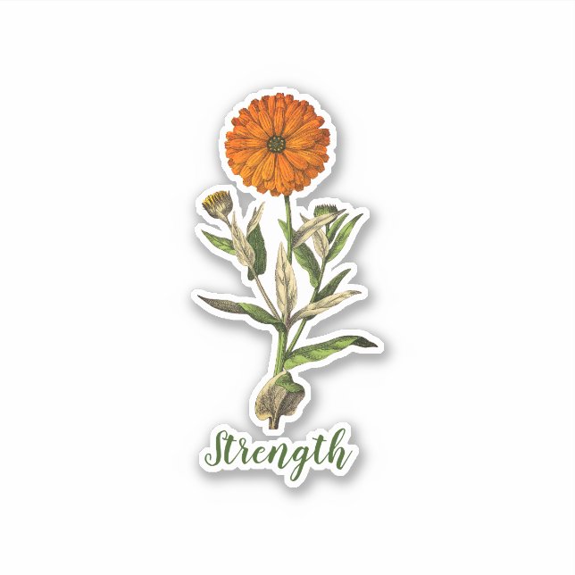 Marigold Stärke Inspirational Classic Round Stic Aufkleber (Vorderseite)