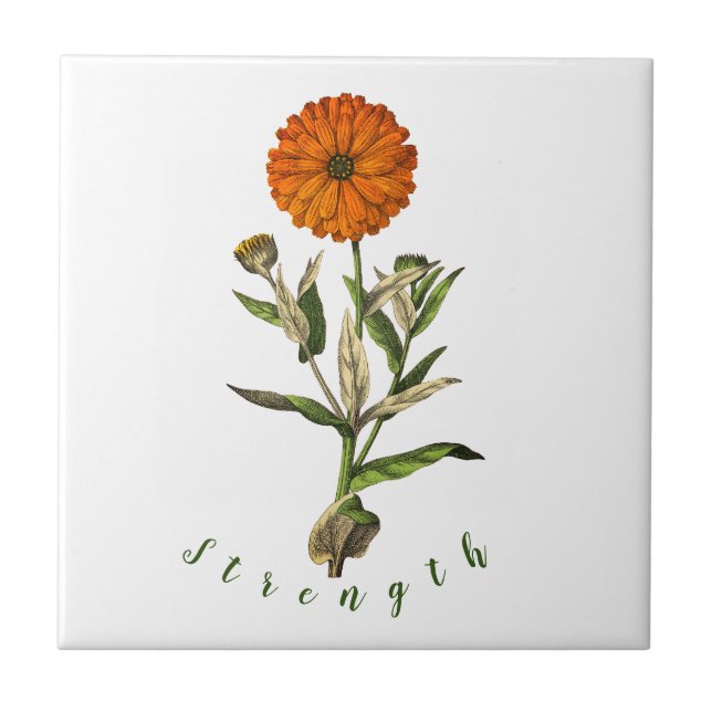 Marigold Strength Inspiration Keramik Tile Fliese (Vorderseite)