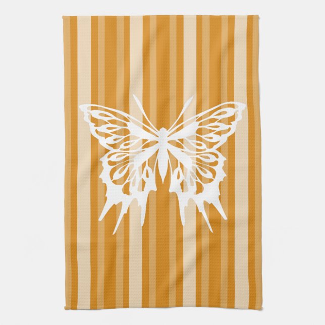 Marigold Viktorianisch Strip mit Schmetterling Geschirrtuch (Vertikal)