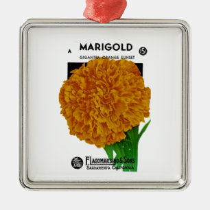 Marigold Vintag Seed Packet Ornament Aus Metall