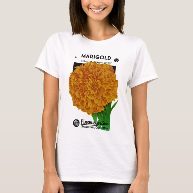 Marigold Vintag Seed Packet T-Shirt (Vorderseite)