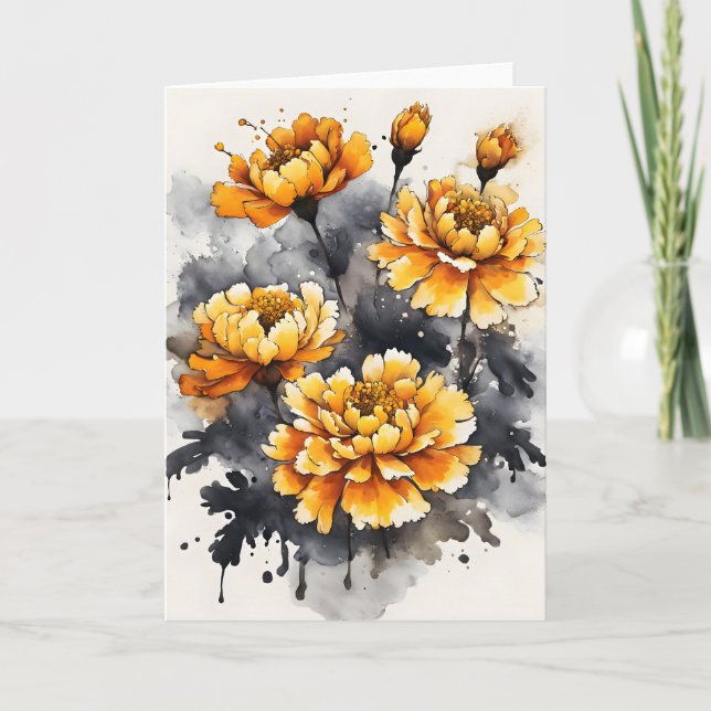 Marigold - Watercolor flowers Karte (Vorderseite)