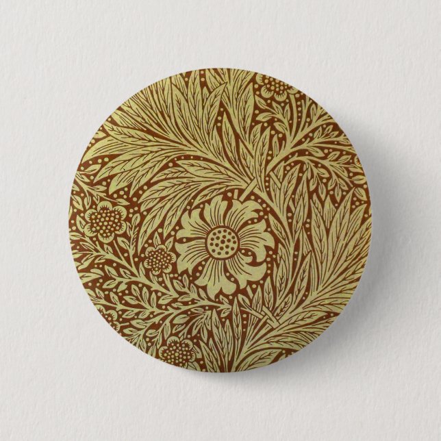 Marigold William Morris Blume Pattern Button (Vorderseite)