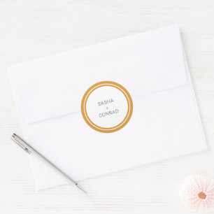 Marigold Yellow Bold Border Moderne Hochzeit Runder Aufkleber