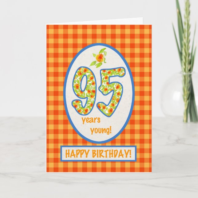 Marigolds et chèque En vichy : 95e carte d'anniver (Devant)