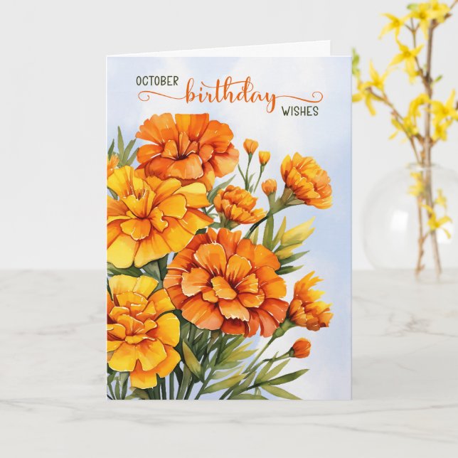 Marigolds für Oktober Geburtstag Karte (Gelbe Blume)