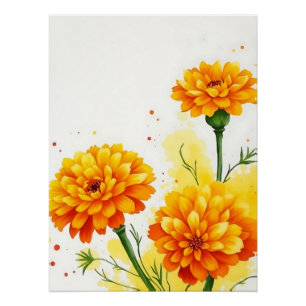 Marigolds in Orange und Gelb Poster
