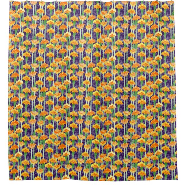 Marigolds und Mondbalken Duschvorhang (Vorderseite)
