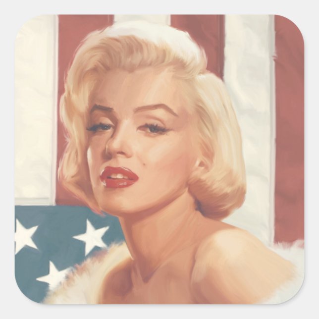 Marilyn Flag Quadratischer Aufkleber (Vorderseite)