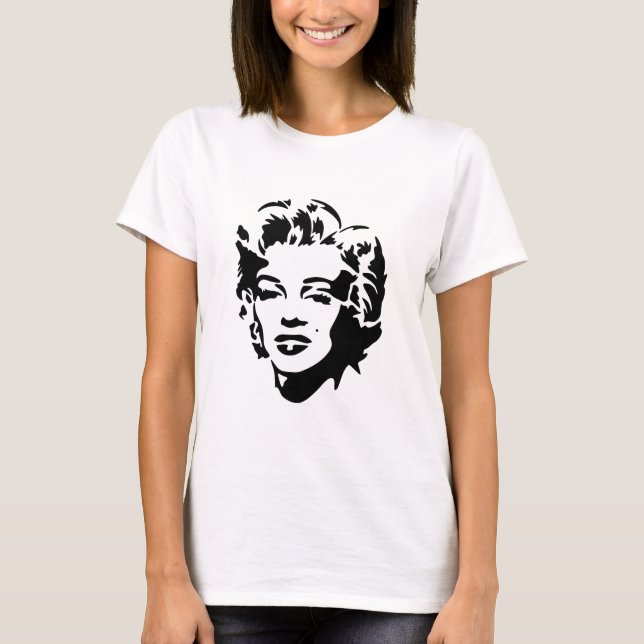 Marilyn Monroe Face Stencil Pop Art T-Shirt (Vorderseite)