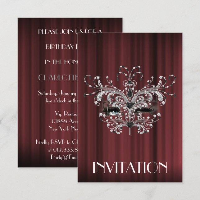 Marilyn Monroe Surprise Silver Burgundy Maroon Einladung (Vorne/Hinten)