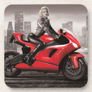 Marilyn Motorrad Getränkeuntersetzer