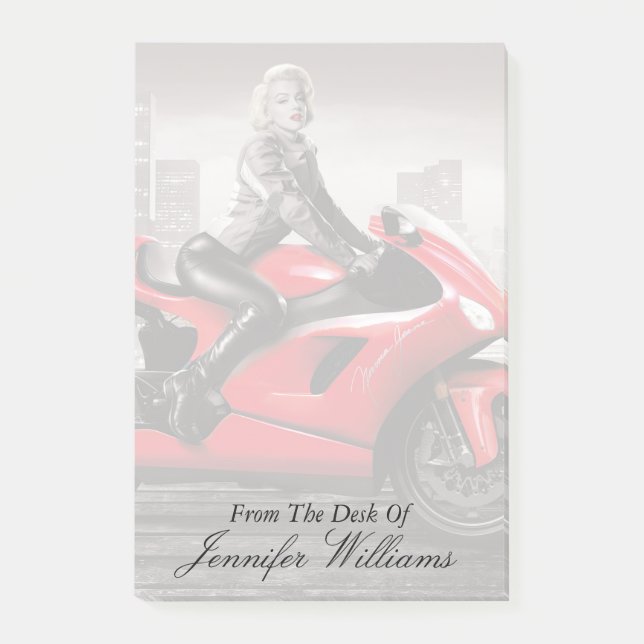 Marilyn Motorrad Post-it Klebezettel (Vorderseite)