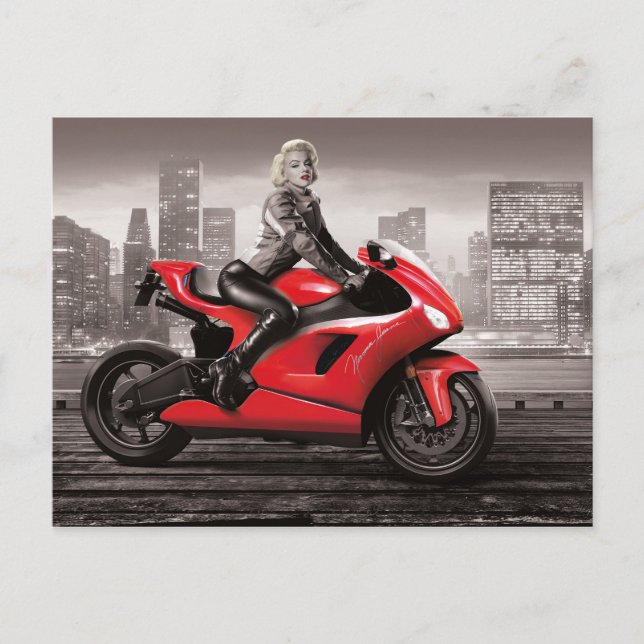 Marilyn's Motorrad Postkarte (Vorderseite)