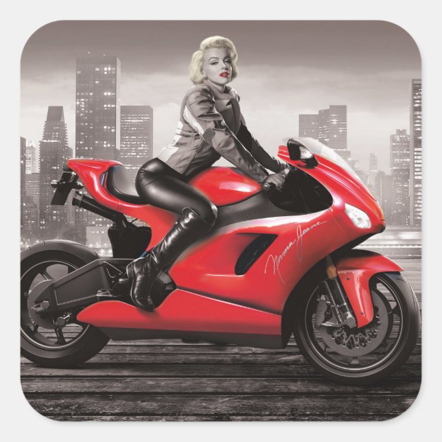 Marilyn's Motorrad Quadratischer Aufkleber (Vorderseite)