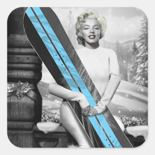 Marilyn's Snowboard Quadratischer Aufkleber