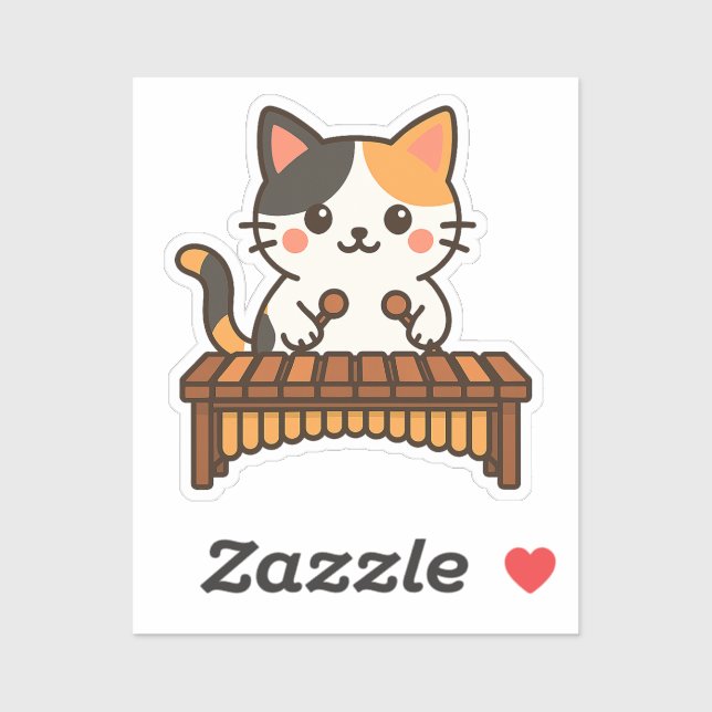 Marimba Calico Cat Art Aufkleber (Blatt)