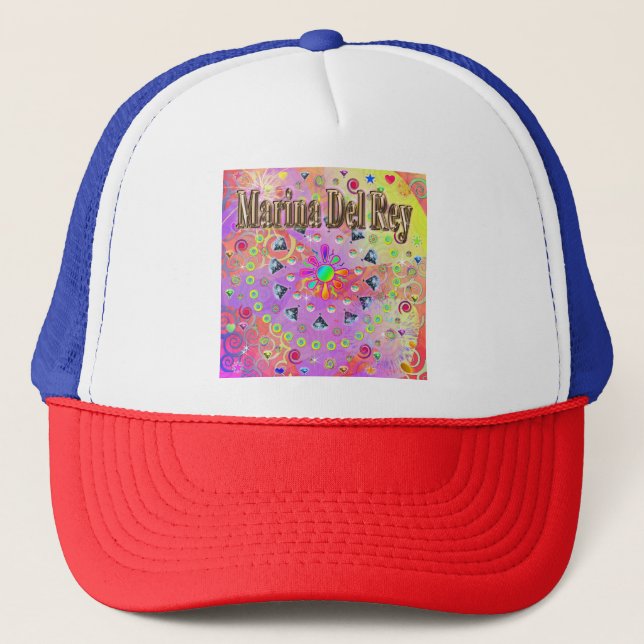 Marina Del Rey Lucky Golden Hat Truckerkappe (Vorderseite)