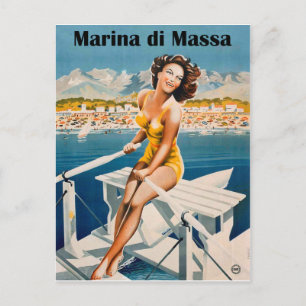 Marina di Massa, Seglerin, Italien. Vintag Postkarte