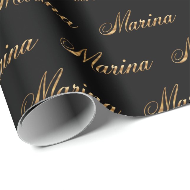 Marina gold Design Lettering Geschenkpapier (Rolleneckpunkt)