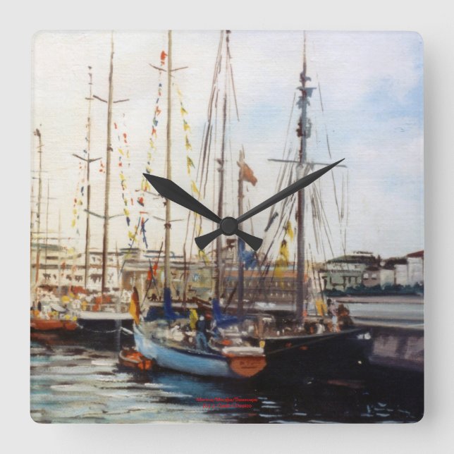 Marina/Mariña Quadratische Wanduhr (Vorderseite)