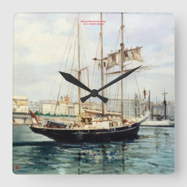 Marina/Mariña Quadratische Wanduhr (Vorderseite)