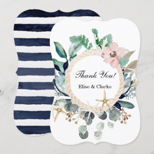 Marina Nautical Blooms Mariage Merci Cartes