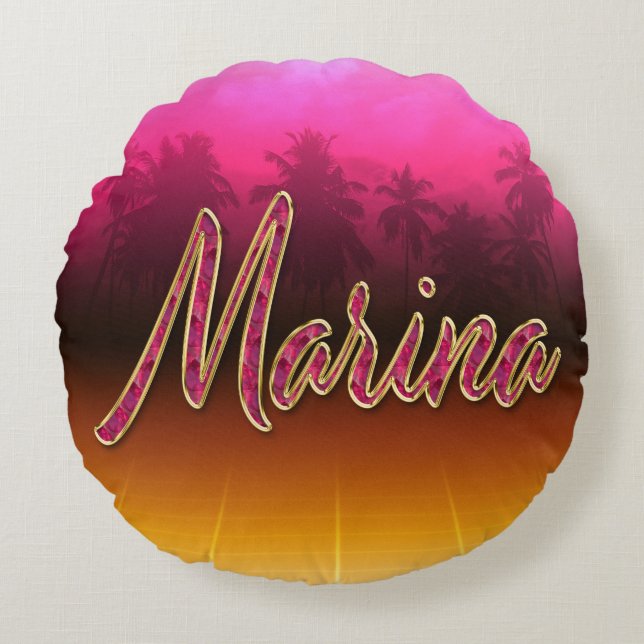 Marina Vorname Name golden pink Kissen (Vorderseite)