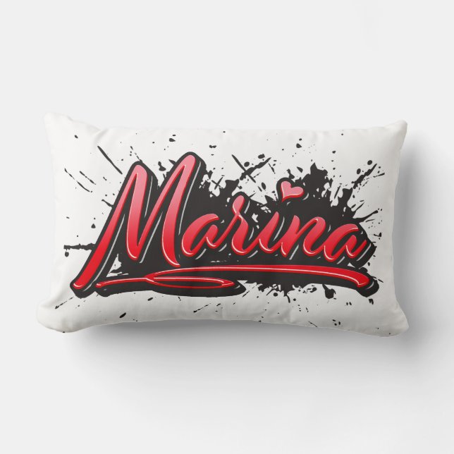 Marina Vorname Name red Heart Graffiti Kissen (Vorderseite)