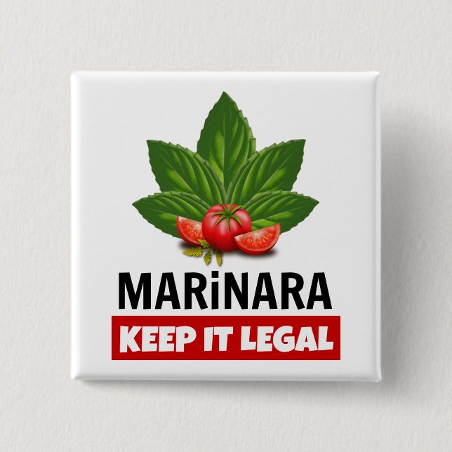 Marinara Behielt es Legal Basil Blätter Tomaten Button (Vorderseite)