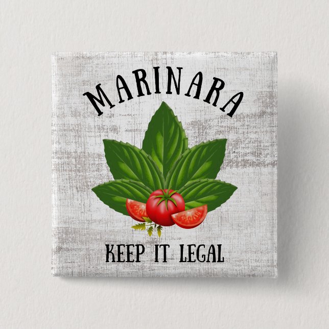 Marinara Behielt es Legal Basil Blätter Tomaten Button (Vorderseite)