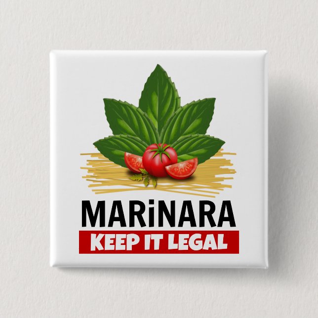 Marinara Behielt es Legal Basil Tomaten Spaghetti Button (Vorderseite)