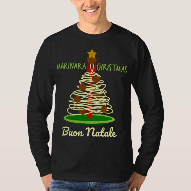 Marinara Christmas Buon Natale Spaghetti Tree T-Shirt (Vorderseite)