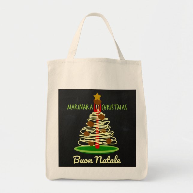 Marinara Christmas Buon Natale Spaghetti Tree Tragetasche (Vorne)
