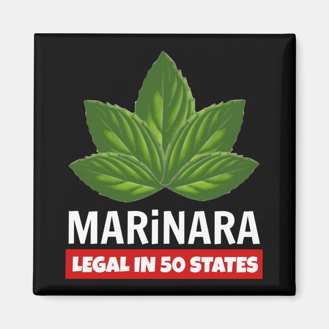 Marinara Legal in 50 Staaten Basil-Blätter Magnet (Vorne)