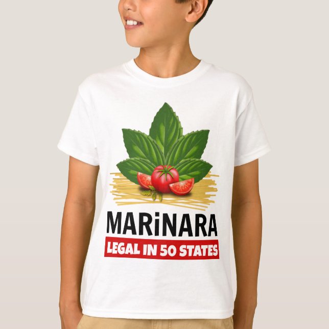 Marinara Recht in 50 Staaten Basil Tomato Spaghett T-Shirt (Vorderseite)
