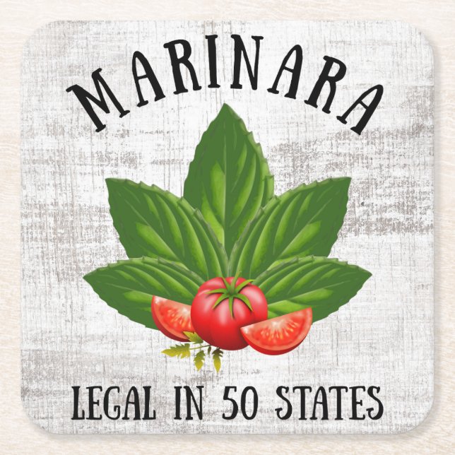 Marinara Recht in 50 Staaten Basil und Tomaten Rechteckiger Pappuntersetzer (Vorderseite)