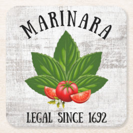 Marinara Recht seit 1692 Basil Blätter Tomaten Rechteckiger Pappuntersetzer