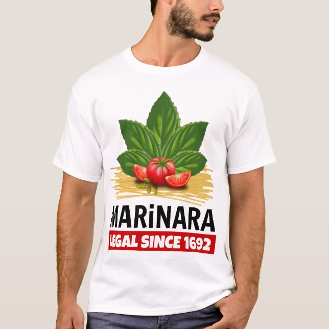 Marinara Recht seit 1692 Basil Tomaten Spaghetti T-Shirt (Vorderseite)