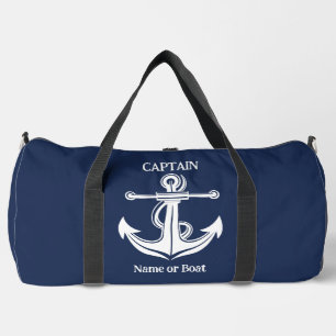 Marinblaue Kapitänsanker Schiffsname Duffle Bag