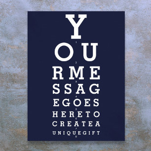 Marinblaue lustige Sehtafel mit individuellem Text Poster